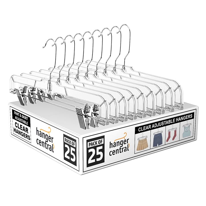 14 Inch Clear Pants Hangers, 12 Pack