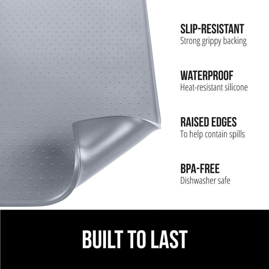 GORILLA GRIP Silicone Coffee Mat, Espresso Bar Essentials, 10x14, Gray