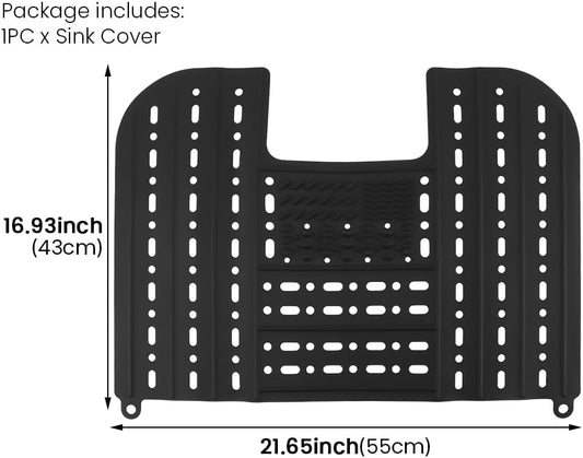 Bathroom Sink Cover for Counter Space,Foldable Sink Mat,standard Black
