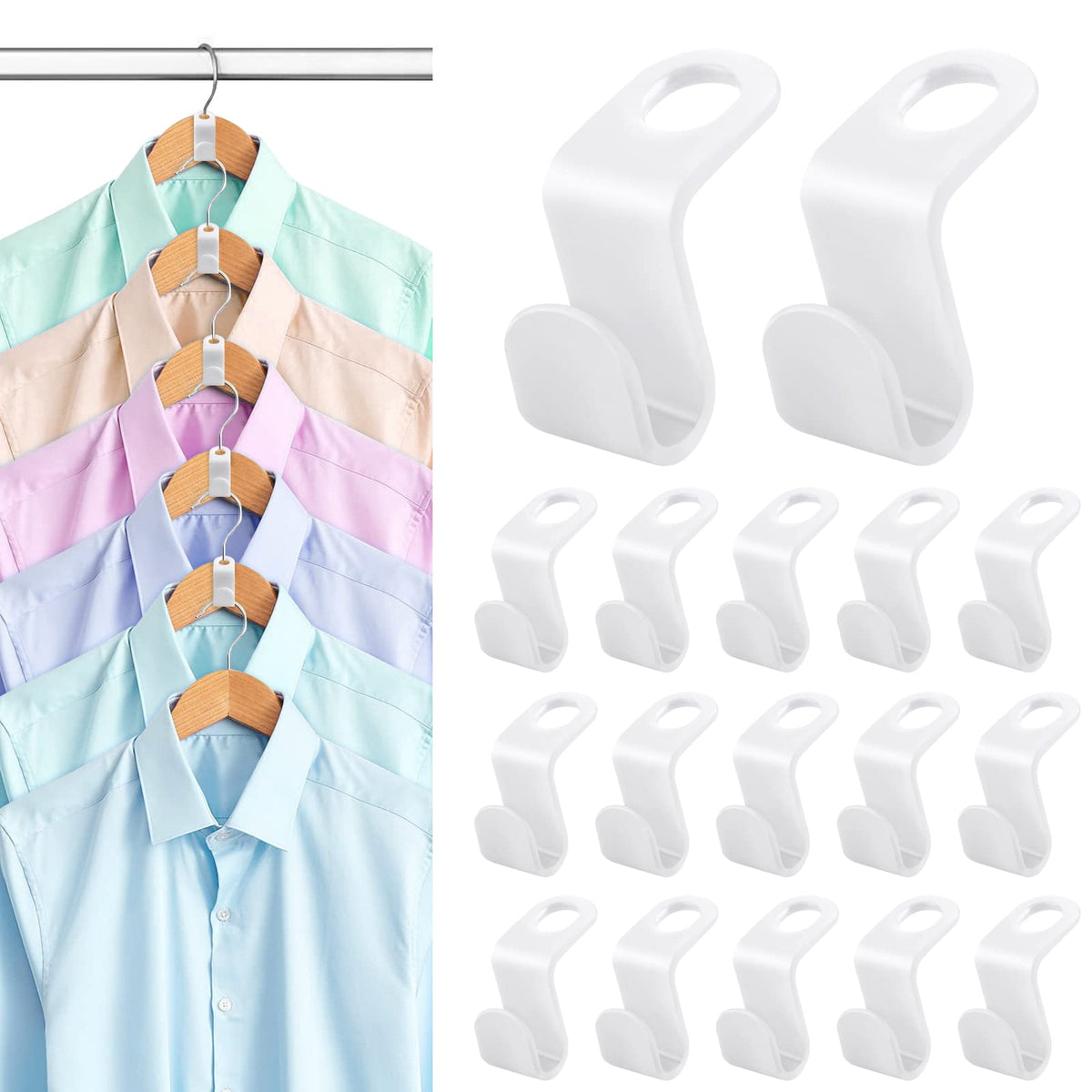 100 PCS Hanger Connector Hooks, Hangers Space Saving, Hanger Clips for Plastic Hangers(5 Color)