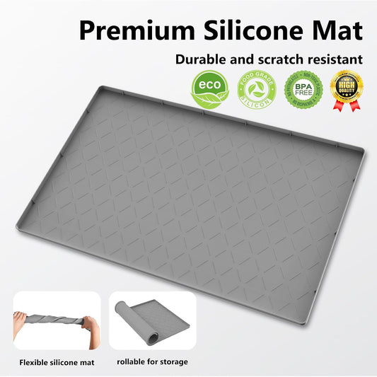 Mateeylife Under Sink Mat Kitchen Waterproof, Silicone Sink Tray 22"X34"