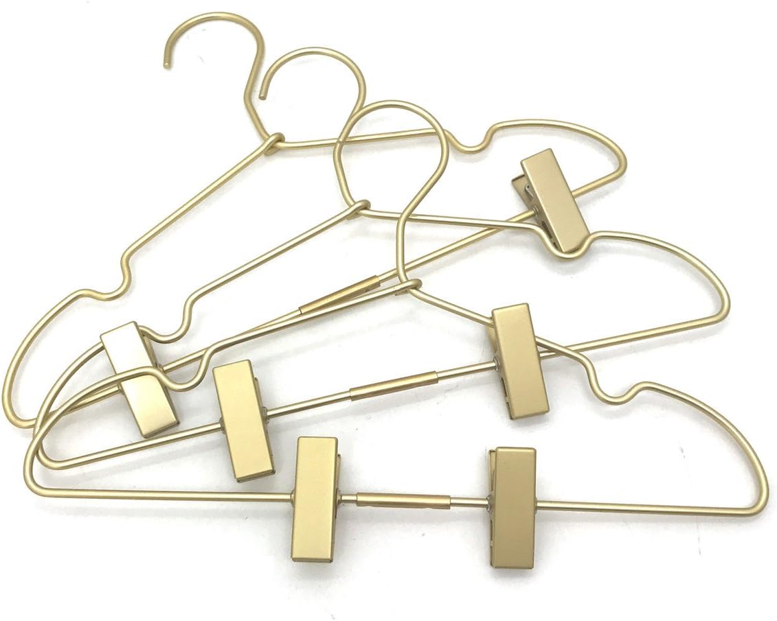12.6" Children Gold Clothes Hangers with Clips,10 Pack,Newborn Kids Non Slip Durable Space Saving Clothes,Standard Hangers Heavy Duty Saving Space