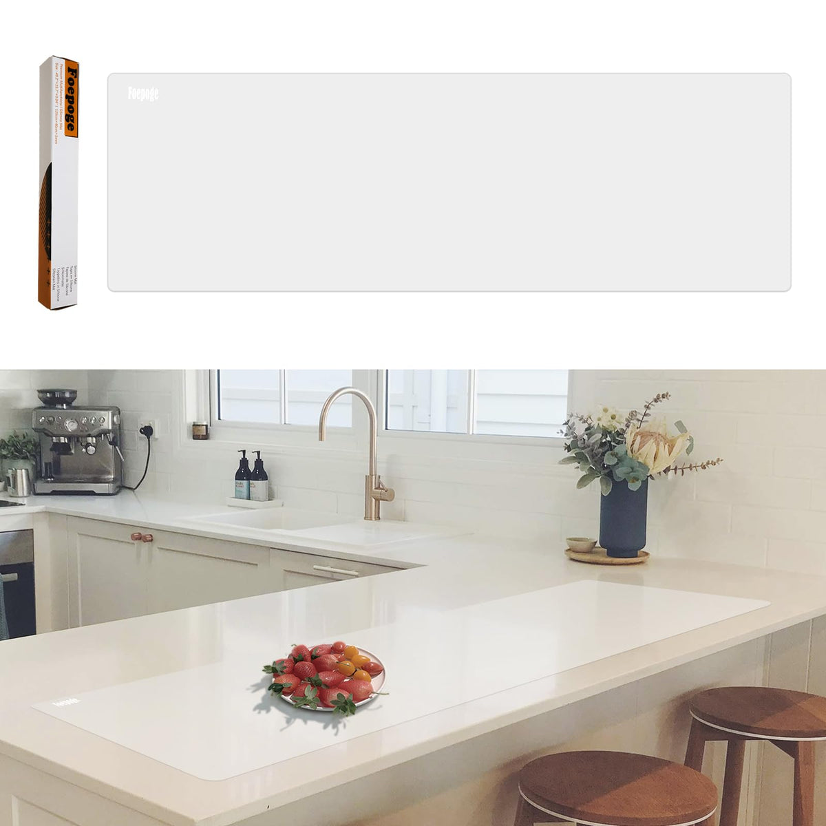 49.2" x 15.7" Large Silicone Mat for Kitchen Counter Protector, Cuttable