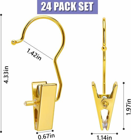 Amber Home 24 Pack Gold Boot Clips for Closet, Clothes Pins