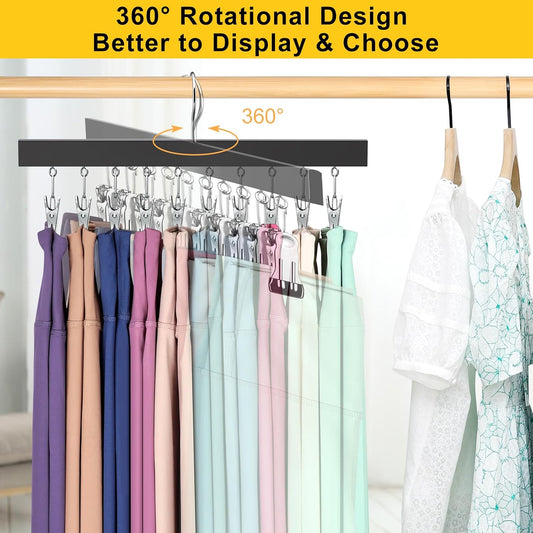 Legging Organizer for Closet, 2 Pack Pants Hangers with Clips