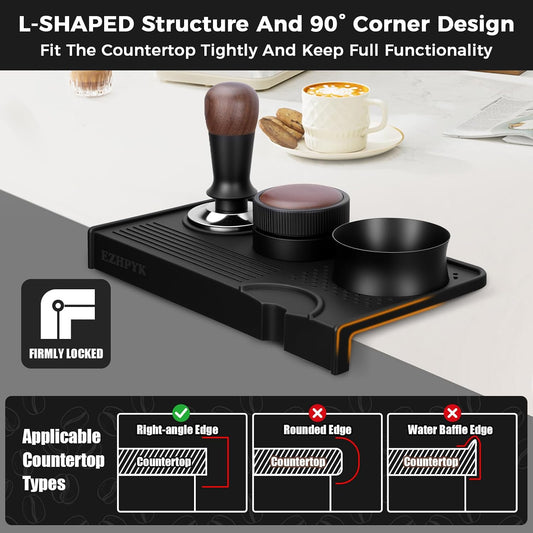 Silicone Espresso Tamping Mat for Counter Coffee Tamper Mat Black