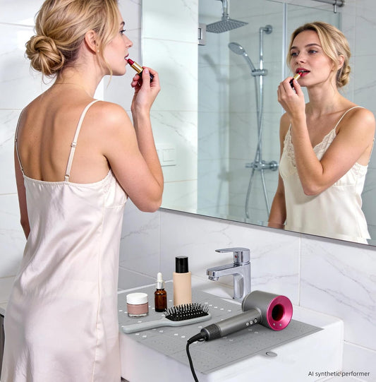 Silicone Foldable Bathroom Sink Cover, DIY Cut Makeup Mat, Grey