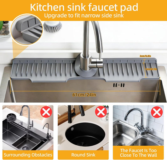 24" Silicone Sink Mat for Kitchen(Released in 2026), Grey