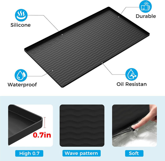 URMONA 37'' x 22'' Waterproof Silicone Under Sink Mat Cabinet and Counter Protector, Shelf Liner for Kitchen and Bathroom, Storage and Organizers, Litter Mat, Pet Cat Puppy Essentials(Brown)