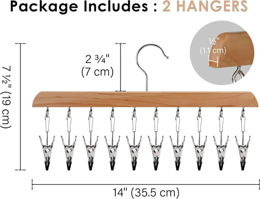 StorageWorks Hat Organizer 2 Pack, Wood Color Cap Hanger Rack with 10 Clips