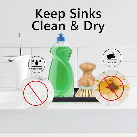 Mofason Silicone Sponge Holder for Kitchen Sink - Soap Tray 2 Pack Black