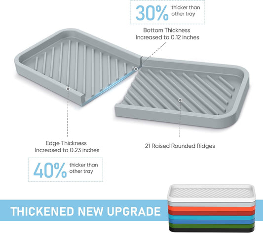Kitchen Sink Organizer Tray,2 Pack Silicone Sponge Holder for Sink Bathroom