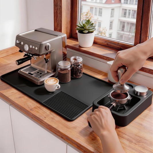 Silicone Coffee Mat for Countertop, Espresso Mat and Coffee Bar Mat ,Black
