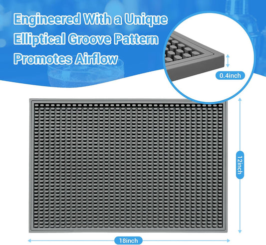 ZJWZLG Bar Mat - Premium 18"X12" Rubber Bar Mats for Countertop, Non-slip Dish Drying Pad & Bartender Mat with for Fast Drying, Ideal Bar Tools for Home Bar, Cocktail Set, And Kitchen Use(Grey)