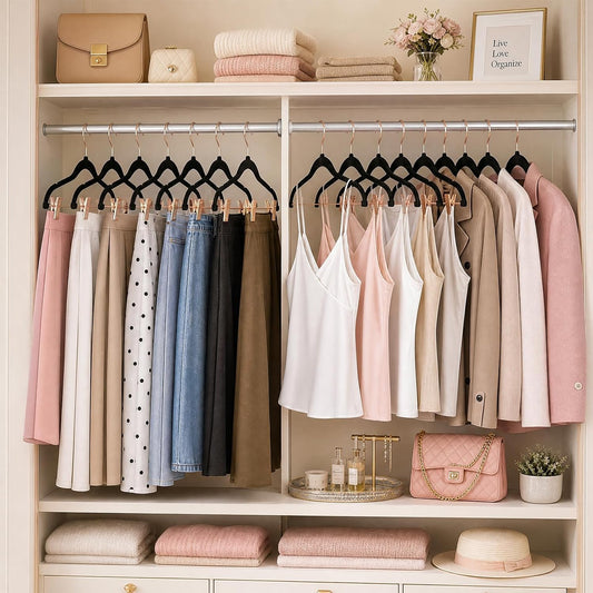 HOUSE DAY Hangers with Clips 24 Pack, Rose Gold Hangers for Outfit