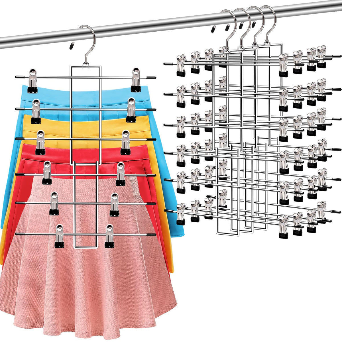 3 Pack Pants-Hangers-Space-Saving, 6 Tier-Closet-Organizers-and-Storage