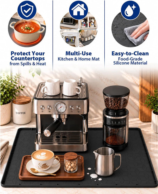 Silicone Countertop Mat, Waterproof Drying Surface, Raised Edge