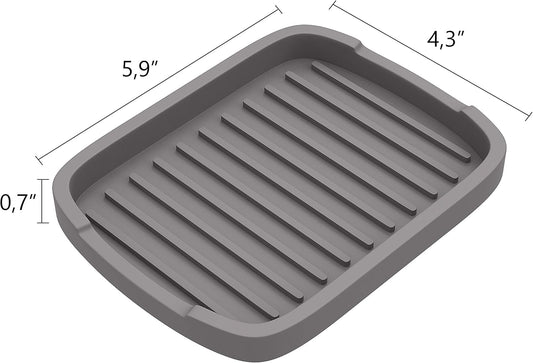 ZAPPOWARE Silicone Sponge Holder -soap Tray - 5.9" X 4.33" Set -2pcs (Gray)