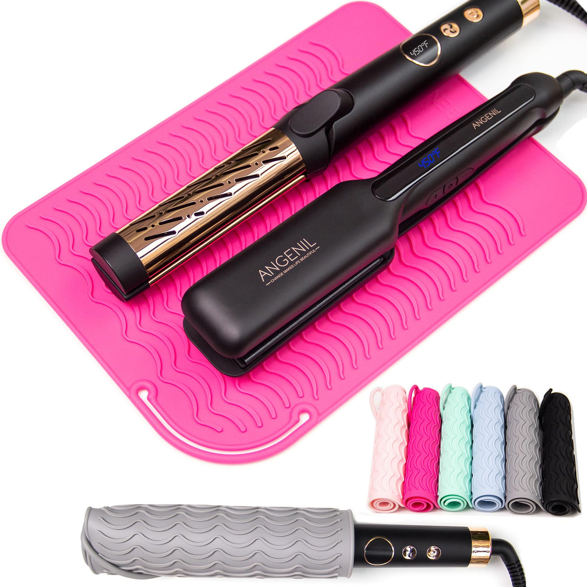 ANGENIL Large Heat Silicone Curling Irons Mat, Flat Iron Hair Straightener