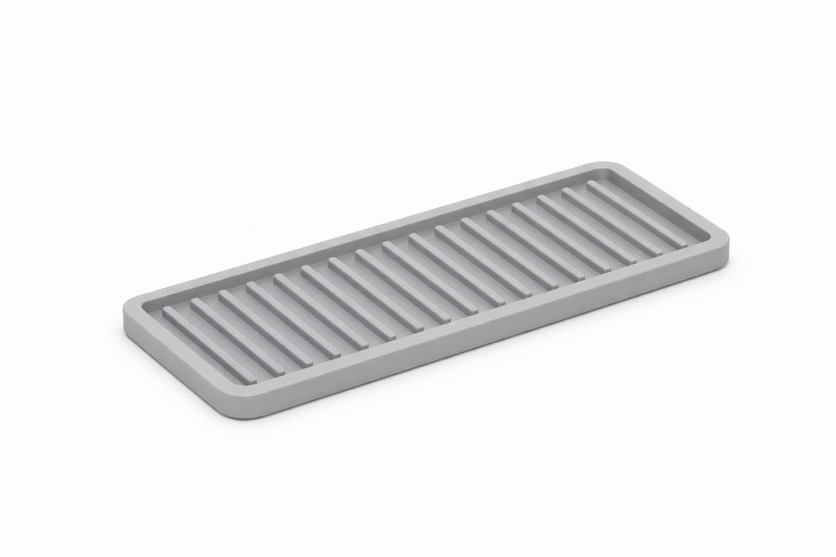 ZAPPOWARE Kitchen Sink Narrow Silicone Holder Tray 17.7"x3.1", Vanity & Bathroom Organizer, Black, Heat-Resistant Mat