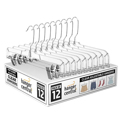 14 Inch Clear Pants Hangers, 12 Pack
