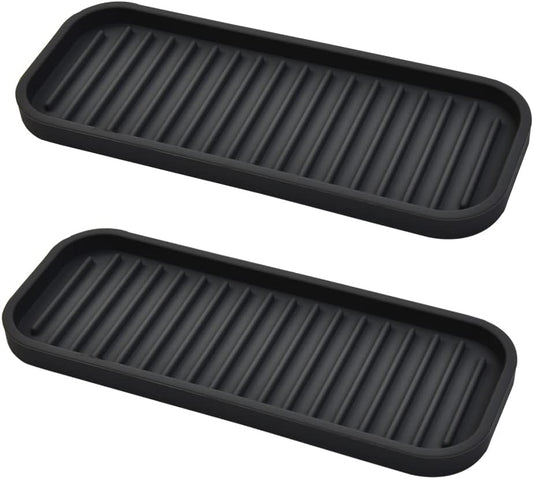 Mofason Silicone Sponge Holder for Kitchen Sink - Soap Tray 2 Pack Black