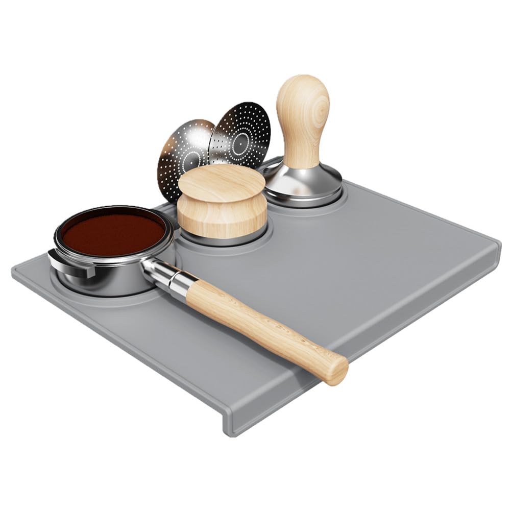 Espresso Tamping Mat, Coffee Tamper Mat, Espresso Mat for Counter, Silicone Tamper Mat, Food-grade, Non-Slip, Waterproof, Heat Resistant (Black, 9.84''x7.87'')