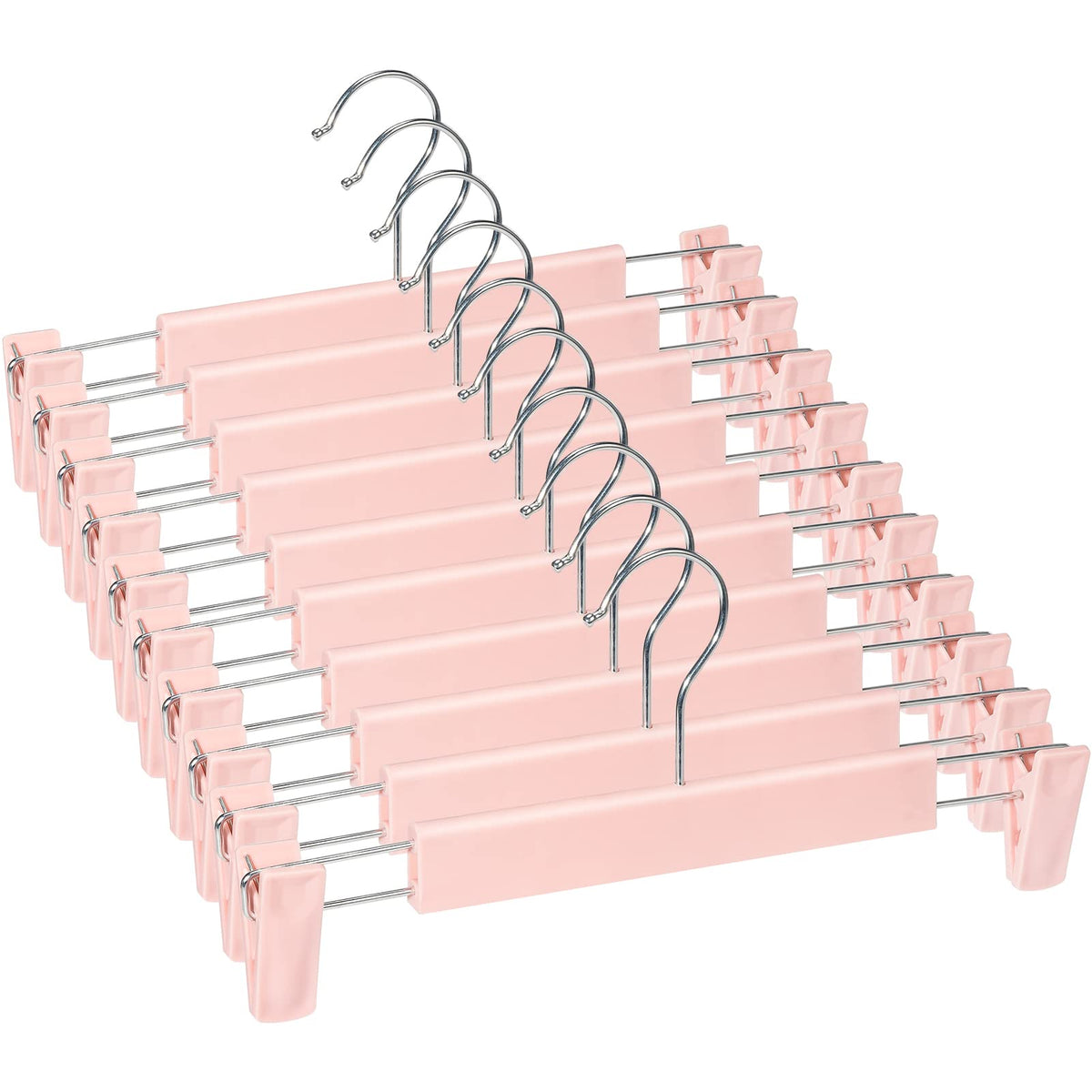 Pants Hangers with Clips, Skirt Hangers, 10 Pack, Translucent