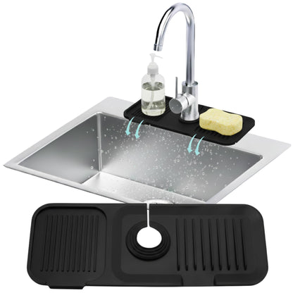 14.6” Silicone Faucet Mat For Kitchen Sink, Kitchen Sink Splash Guard Behind Faucet, Kitchen Faucet Mat For Kitchen Sink, Kitchen Sink Faucet Mat Splash Guard and Sink Water Splash Guard (Black)
