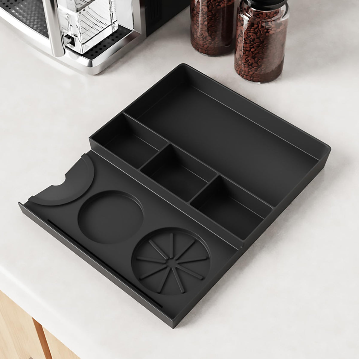 Espresso Tamping Mat, Coffee Tamper Mat, Espresso Mat for Counter, Silicone Tamper Mat, Food-grade, Non-Slip, Waterproof, Heat Resistant (Black, 9.84''x7.87'')
