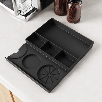 Espresso Tamping Mat, Coffee Tamper Mat, Espresso Mat for Counter, Silicone Tamper Mat, Food-grade, Non-Slip, Waterproof, Heat Resistant (Black, 9.84''x7.87'')