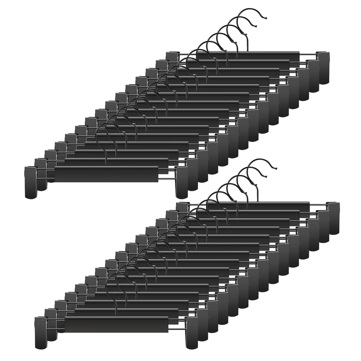 10 Pack Pants Hangers with Adjustable Non-Slip Clips Anti-Rust Hanging Hook for Trouser,Skirts,Jeans,Clothes Hangers Black
