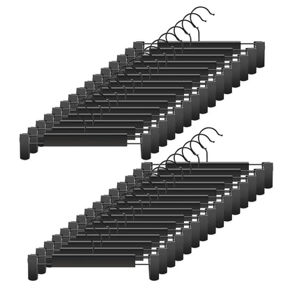 10 Pack Pants Hangers with Adjustable Non-Slip Clips Anti-Rust Hanging Hook for Trouser,Skirts,Jeans,Clothes Hangers Black