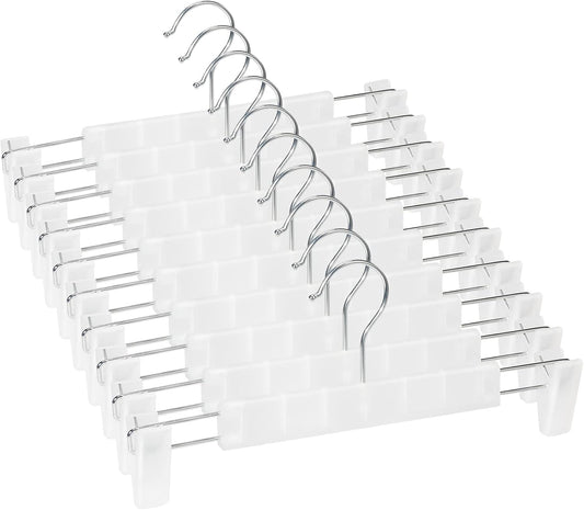 Pants Hangers with Clips, Skirt Hangers, 10 Pack, Translucent