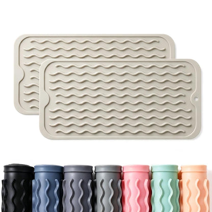 2 Pack Caketime Silicone Dish Drying Mat for Kitchen Counter Heat Resistant Under Sink Waterproof Coffee Bar Accessories Dining Rack Stone Utensil Holder Countertop Decor Must Haves 2026