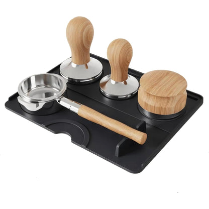 Espresso Tamping Mat, Coffee Tamper Mat, Espresso Mat for Counter, Silicone Tamper Mat, Food-grade, Non-Slip, Waterproof, Heat Resistant (Black, 9.84''x7.87'')