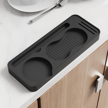 Espresso Tamping Mat, Coffee Tamper Mat, Espresso Mat for Counter, Silicone Tamper Mat, Food-grade, Non-Slip, Waterproof, Heat Resistant (Black, 9.84''x7.87'')