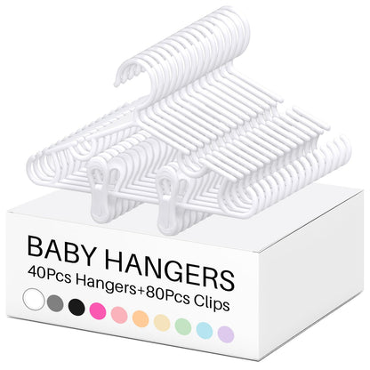 Hsei Baby Hanger with Clip for Pant,120 Packs Total,Black,10.6 Inch
