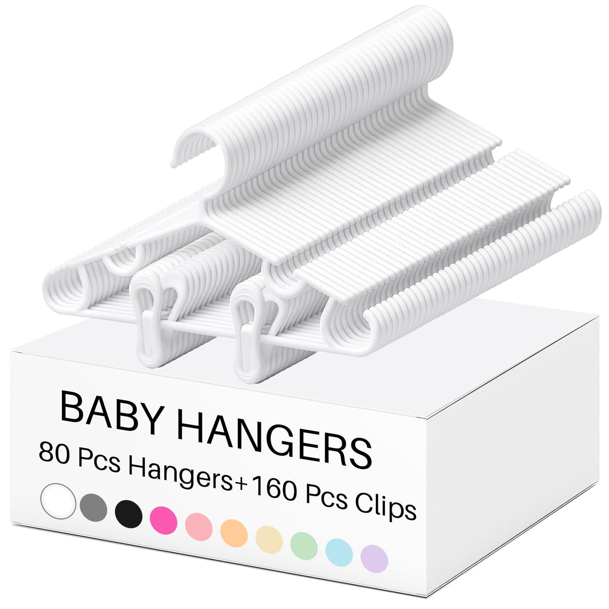 Hsei Baby Hanger with Clip for Pant,120 Packs Total,Black,10.6 Inch
