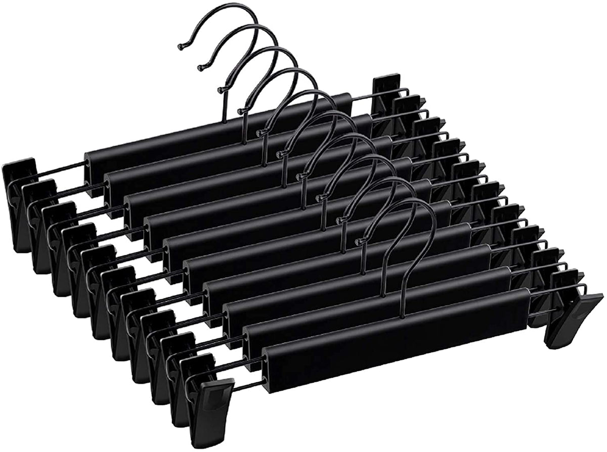 Pants Hangers with Clips, Skirt Hangers, 10 Pack, Translucent