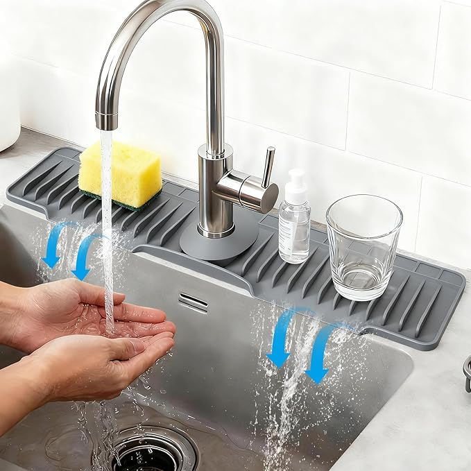 16" Silicone Faucet Mat for Kitchen Sink of The Lastest, Beige
