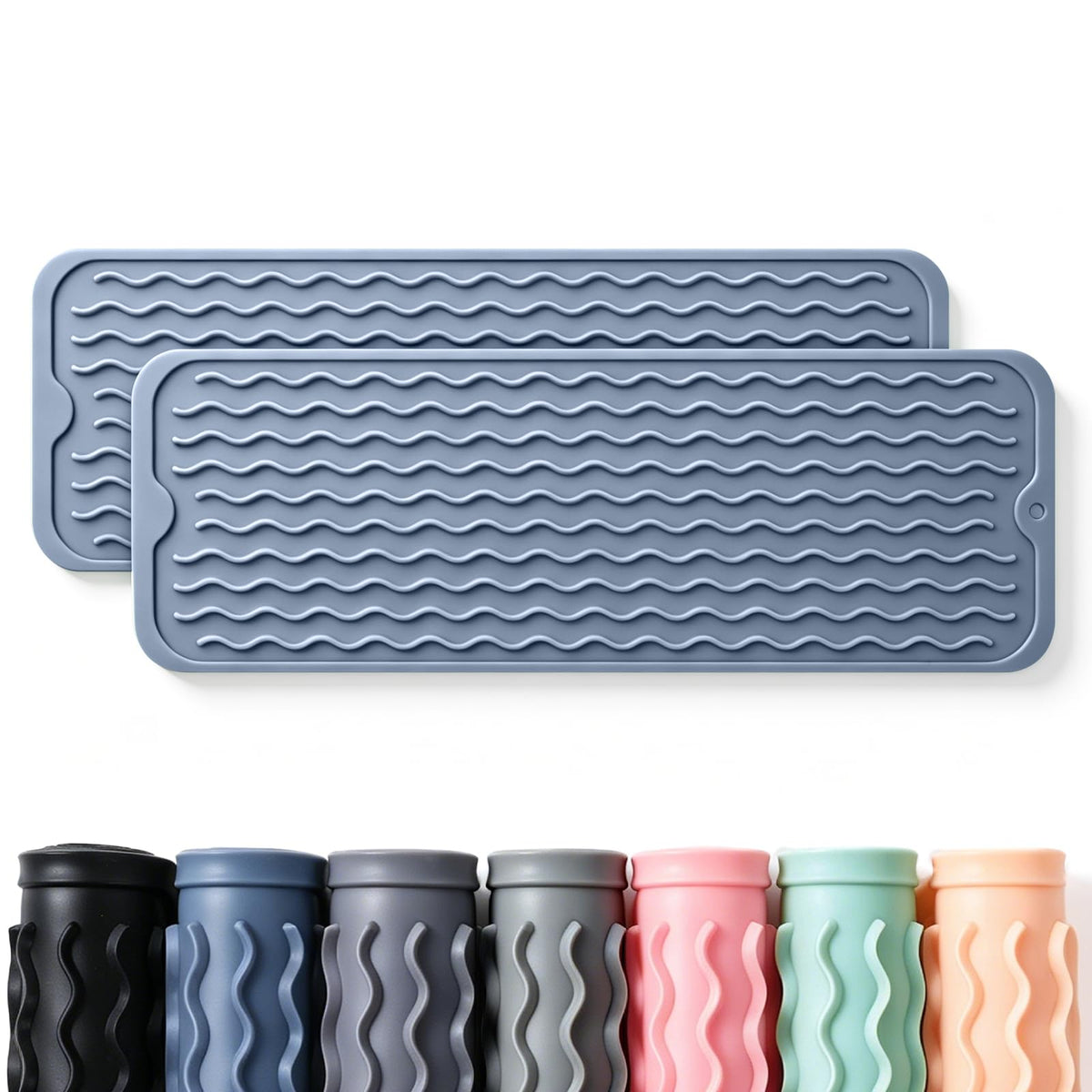 2 Pack Caketime Silicone Dish Drying Mat for Kitchen Counter Heat Resistant Under Sink Waterproof Coffee Bar Accessories Dining Rack Stone Utensil Holder Countertop Decor Must Haves 2026
