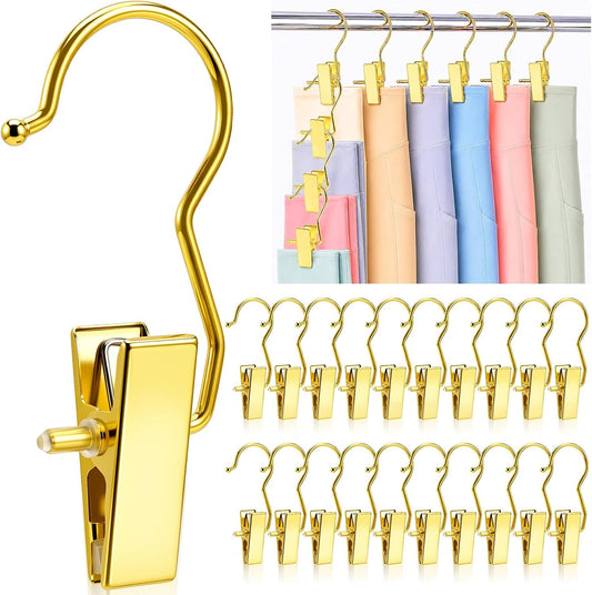 Senbowe 20 Pack Gold Boot Clips for Closet, Hanging Clips Clothes Pins