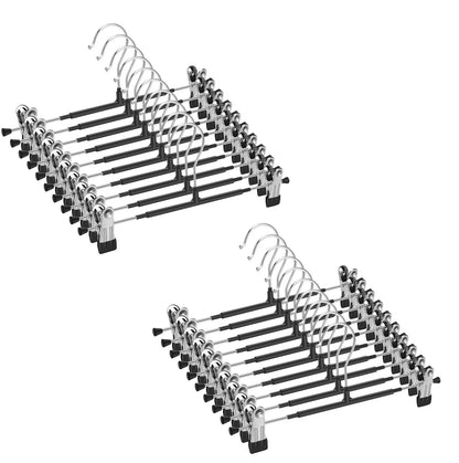 20 Pack Pants Hangers with Clips,Skirt Hangers Space Saving, Heavy-Duty Pant Hangers Metal Clothes Hanger for Closet, Black