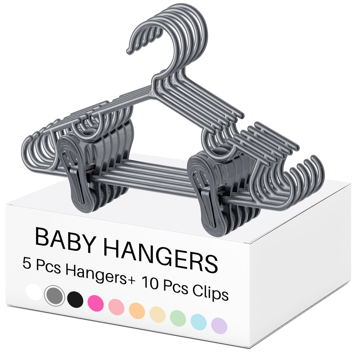 Hsei Baby Hanger with Clip for Pant,120 Packs Total,Black,10.6 Inch