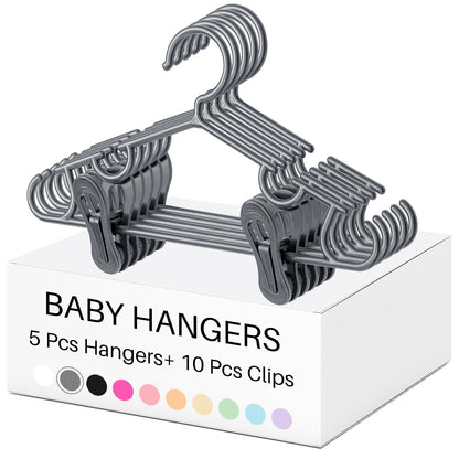 Hsei Baby Hanger with Clip for Pant,120 Packs Total,Black,10.6 Inch