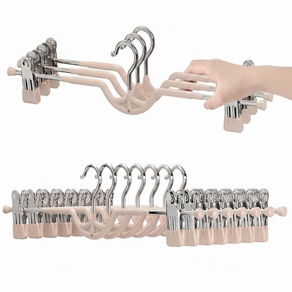 Space Saving Pants Hangers with Clips for Skirts, 10 Pack