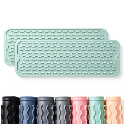 2 Pack Caketime Silicone Dish Drying Mat for Kitchen Counter Heat Resistant Under Sink Waterproof Coffee Bar Accessories Dining Rack Stone Utensil Holder Countertop Decor Must Haves 2026