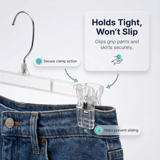 DEILSY™ Pants Hangers with Clips 30 Pack Durable Pants Hangers