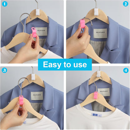 100 PCS Hanger Connector Hooks, Hangers Space Saving, Hanger Clips for Plastic Hangers(5 Color)